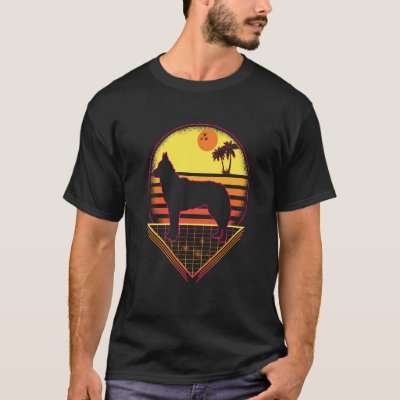 Siberian Husky Retro Sunset Vintage  Dog T-Shirt