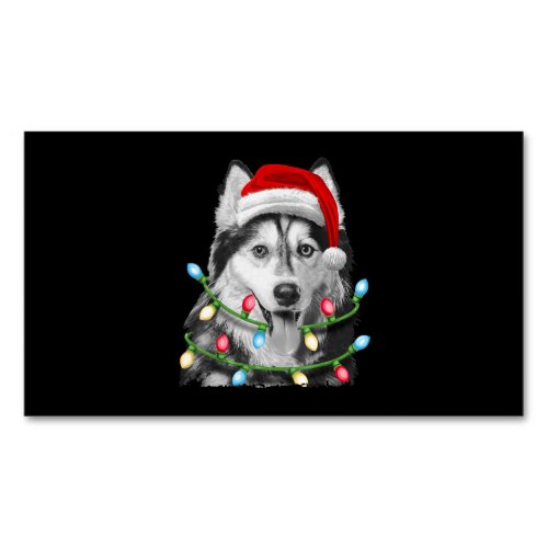 Siberian Husky Santa Christmas Tree Lights Xmas Business Card Magnet