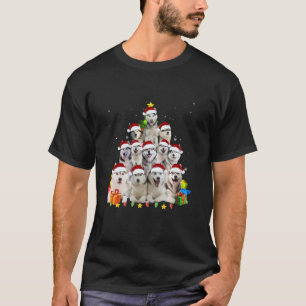 Siberian Husky Santa Christmas Tree Lights Xmas Do T-Shirt