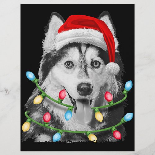 Siberian Husky Santa Christmas Tree Lights Xmas Flyer