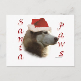 Siberian Husky Santa Paws Holiday Postcard