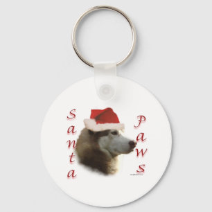 Siberian Husky Santa Paws Keychain