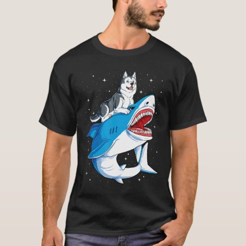 Siberian Husky Shark Jawsome Dog Lover Gifts Space T_Shirt