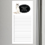 Siberian Husky Shopping List Magnetic Notepad<br><div class="desc">Adorable things to fetch Siberian Husky dog with a black chalkboard frame personalized with your name.</div>