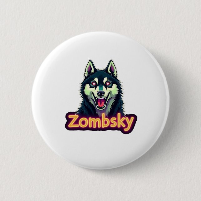 Siberian Husky Sibe Zombie Dog Halloween Essential Button (Front)