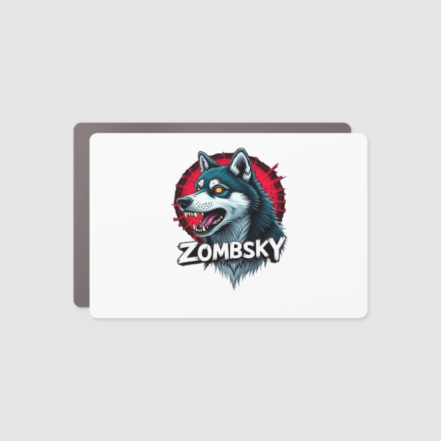 Siberian Husky Sibe Zombie Dog Halloween Essential Car Magnet (Front)