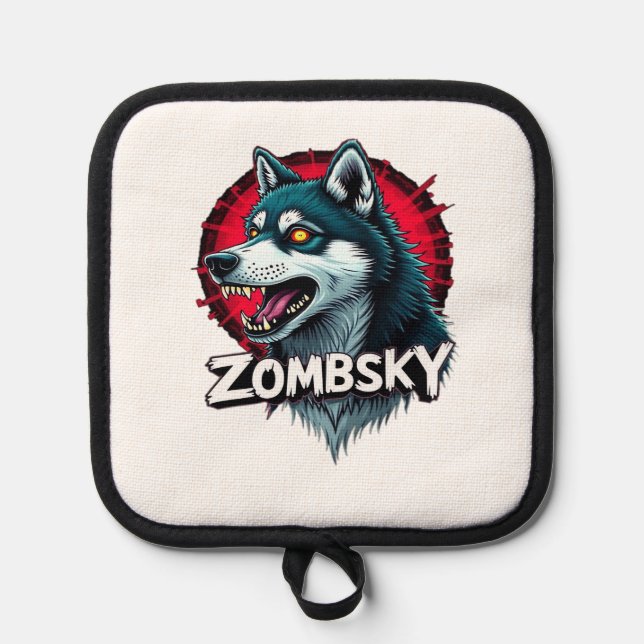 Siberian Husky Sibe Zombie Dog Halloween Essential Pot Holder (Front)