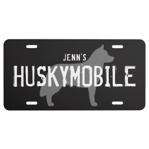 Siberian Husky Silhouette HUSKYMOBILE Custom License Plate