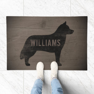 Siberian Husky Silhouette Rustic Style Custom Doormat