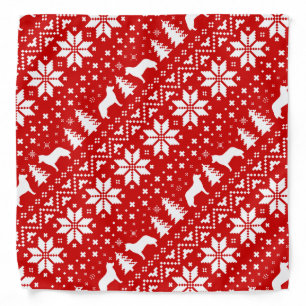 Siberian Husky Silhouettes Christmas Pattern Bandana