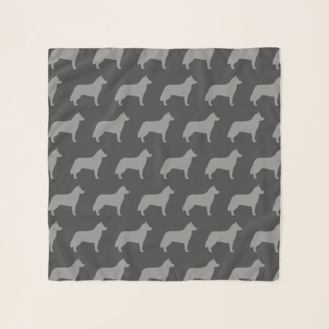 Siberian Husky Silhouettes Pattern Scarf (Front)