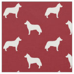 Siberian Husky Silhouettes Red and White Patterned Fabric