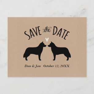Siberian Husky Silhouettes Wedding Save the Date Announcement Postcard