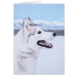 Siberian Husky (Silver and White) Painting Dog Art