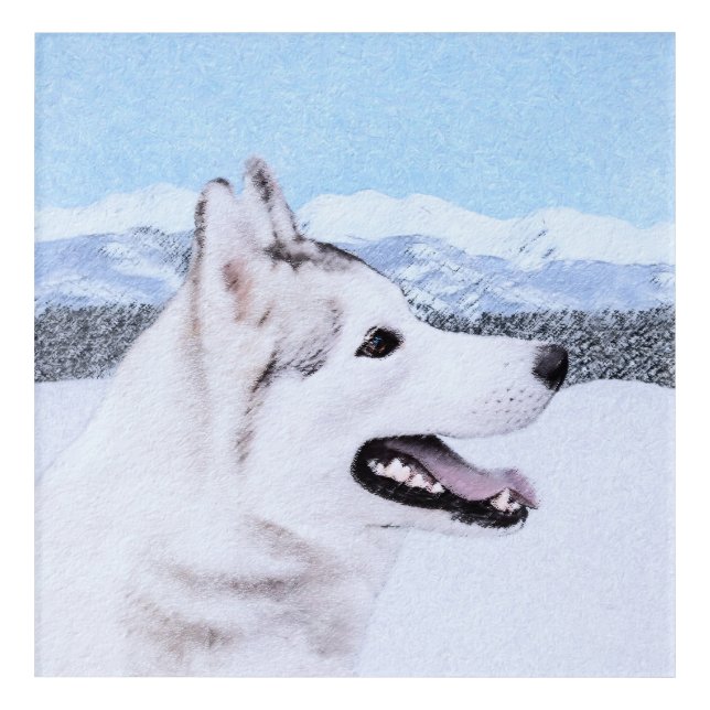 Siberian Husky (Silver and White) Painting Dog Art (Front)
