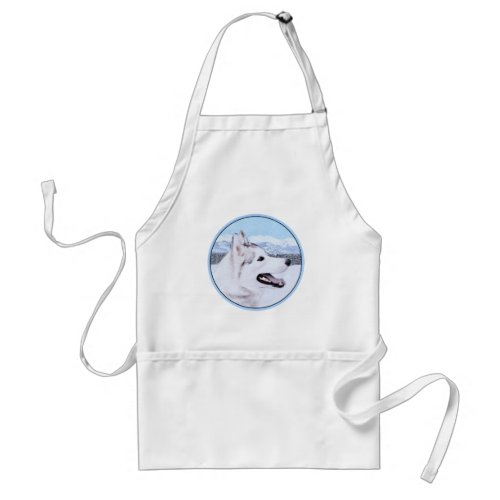 Siberian Husky Silver and White Painting Dog Art Adult Apron