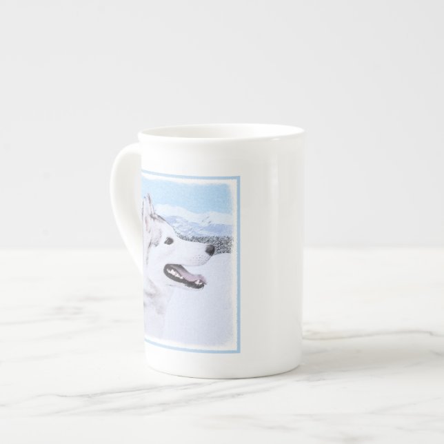 Siberian Husky (Silver and White) Painting Dog Art Bone China Mug (Front Left)