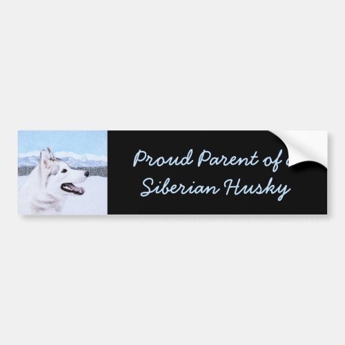 Siberian Husky Silver and White Painting Dog Art Bumper Sticker