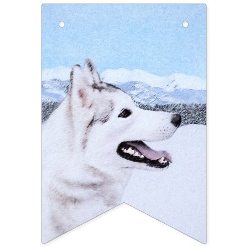 Siberian Husky Silver and White Painting Dog Art Bunting Flags