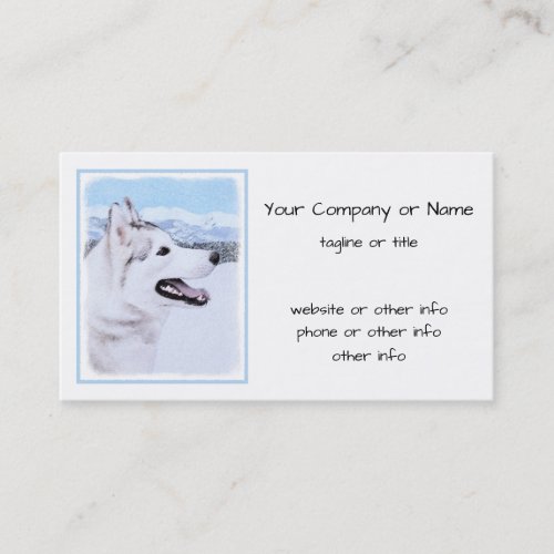 Siberian Husky Silver and White Painting Dog Art Business Card