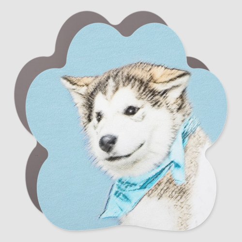 Siberian Husky Silver and White Painting Dog Art Car Magnet