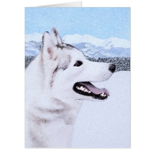 Siberian Husky Silver and White Painting Dog Art Card