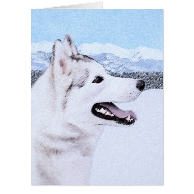 Siberian Husky (Silver and White) Painting Dog Art Card (Front)