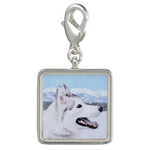 Siberian Husky Silver and White Painting Dog Art Charm