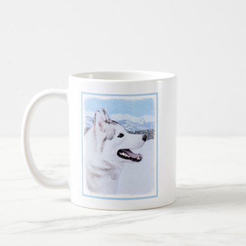 Siberian Husky Silver and White Painting Dog Art Coffee Mug