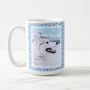 Siberian Husky (Silver and White) Painting Dog Art Coffee Mug