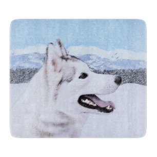 Siberian Husky (Silver and White) Painting Dog Art Cutting Board
