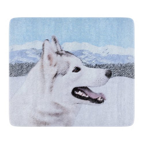 Siberian Husky Silver and White Painting Dog Art Cutting Board