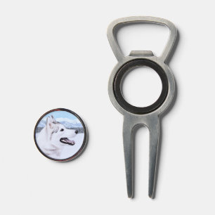 Siberian Husky (Silver and White) Painting Dog Art Divot Tool