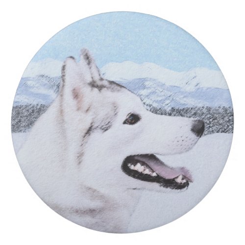 Siberian Husky Silver and White Painting Dog Art Eraser