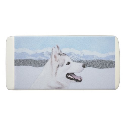Siberian Husky Silver and White Painting Dog Art Eraser