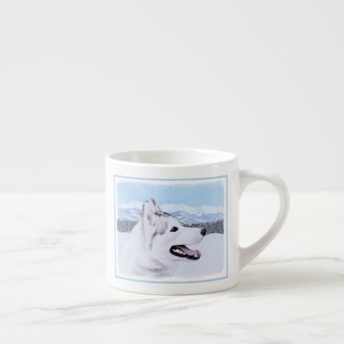 Siberian Husky Silver and White Painting Dog Art Espresso Cup