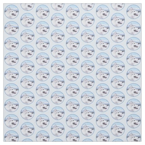 Siberian Husky Silver and White Painting Dog Art Fabric