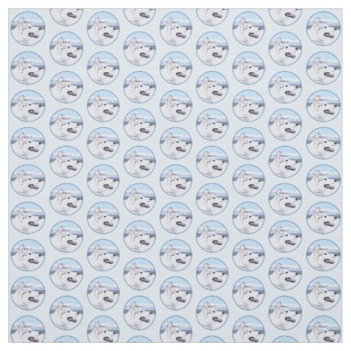 Siberian Husky (Silver and White) Painting Dog Art Fabric