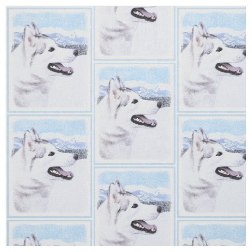 Siberian Husky (Silver and White) Painting Dog Art Fabric