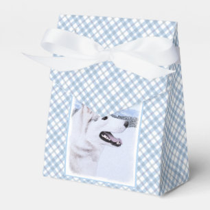 Siberian Husky (Silver and White) Painting Dog Art Favor Boxes