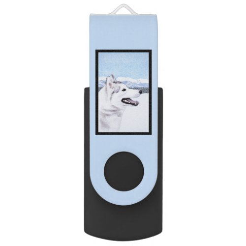 Siberian Husky Silver and White Painting Dog Art Flash Drive