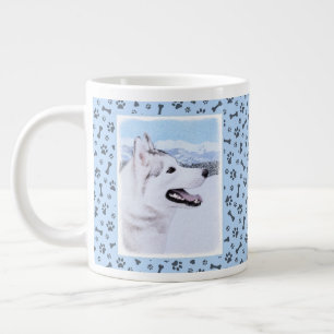 Siberian Husky (Silver and White) Painting Dog Art Giant Coffee Mug