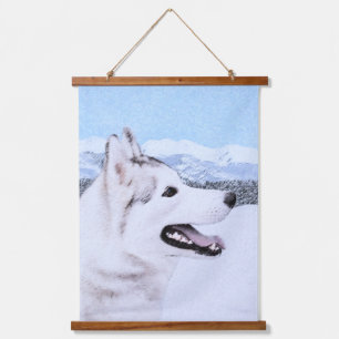 Siberian Husky (Silver and White) Painting Dog Art Hanging Tapestry