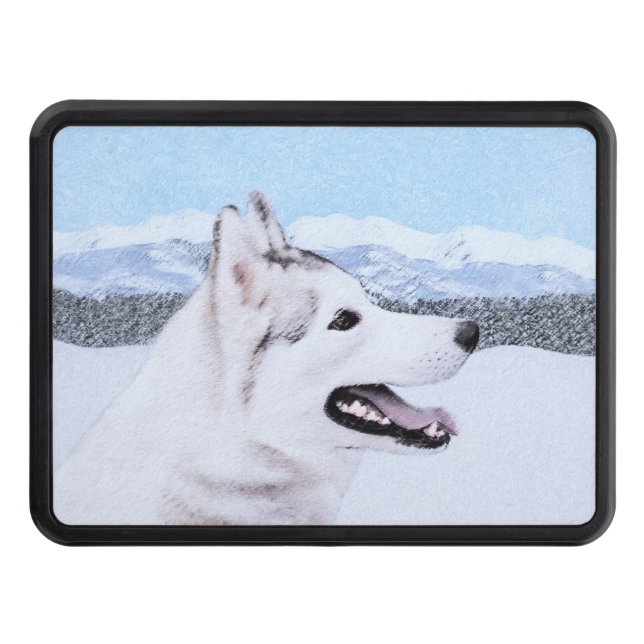 Siberian Husky (Silver and White) Painting Dog Art Hitch Cover (Front)