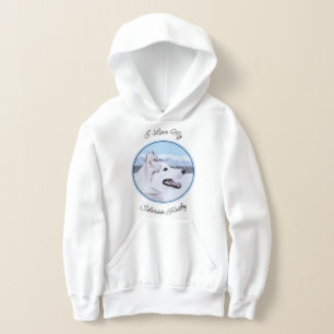 Siberian Husky (Silver and White) Painting Dog Art Hoodie