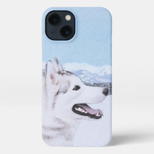 Siberian Husky Silver and White Painting Dog Art iPhone 13 Case