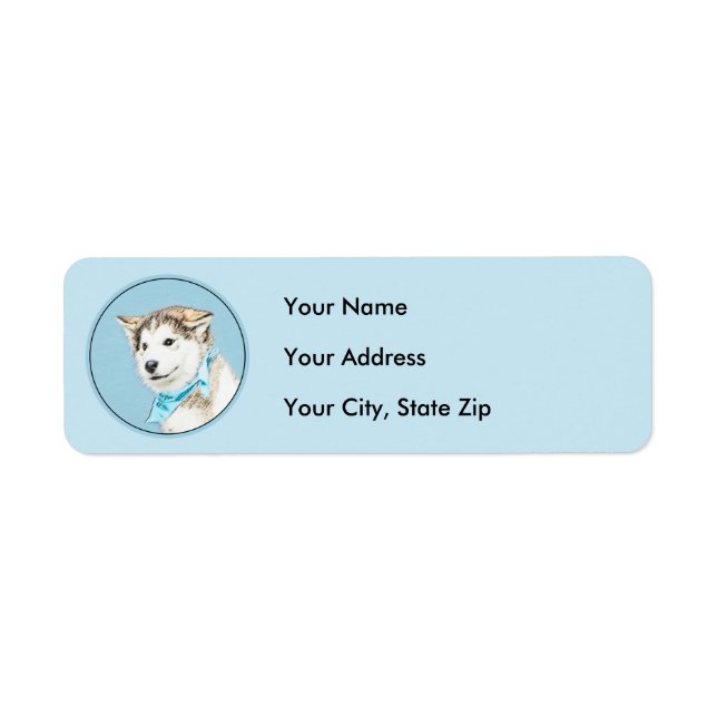 Siberian Husky (Silver and White) Painting Dog Art Label (Front)