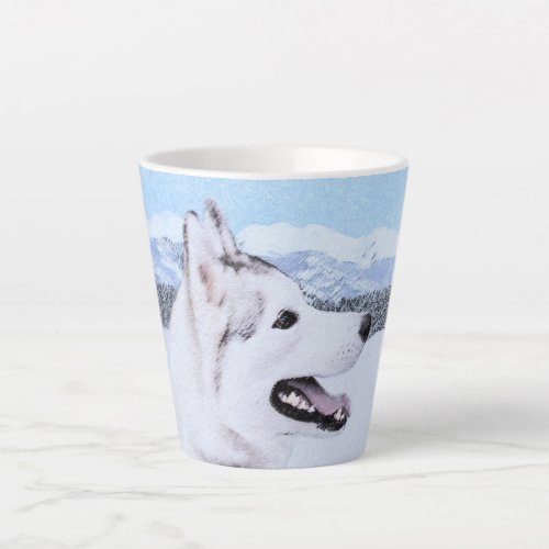 Siberian Husky Silver and White Painting Dog Art Latte Mug