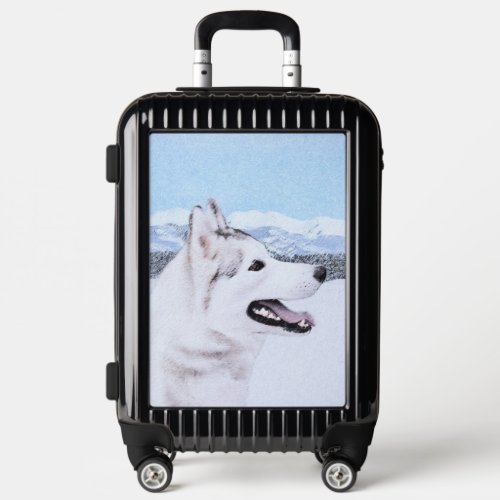 Siberian Husky Silver and White Painting Dog Art Luggage