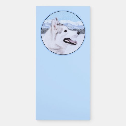 Siberian Husky Silver and White Painting Dog Art Magnetic Notepad